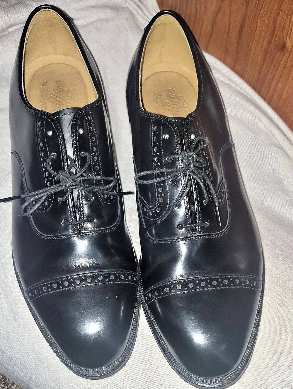Johnston & Murphy Heritage Cap Toe Oxford Black Leather US 9 D